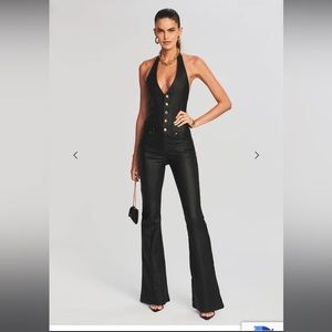 Work once! Retrofete Cynthia coated Denim jumpsuit in black (XS)